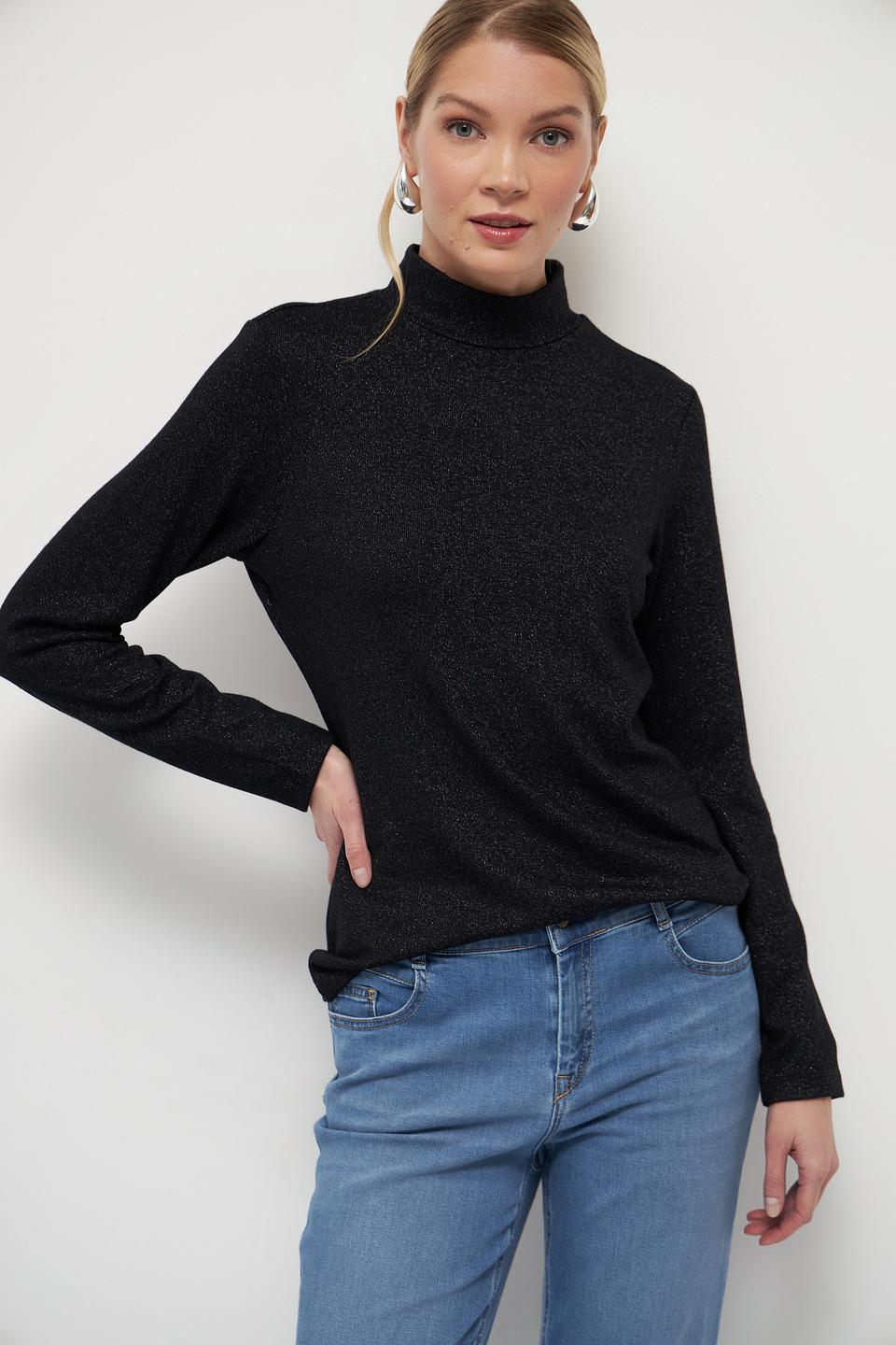 Водолазка Lecomte с блестками черная