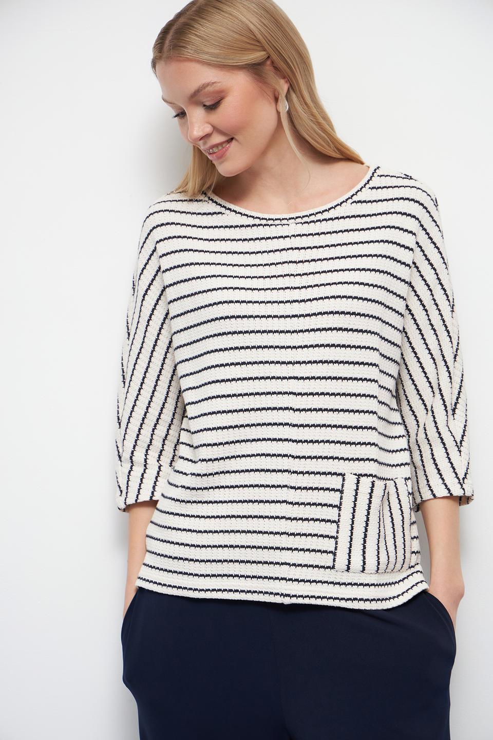 Пуловер Oui в полоску