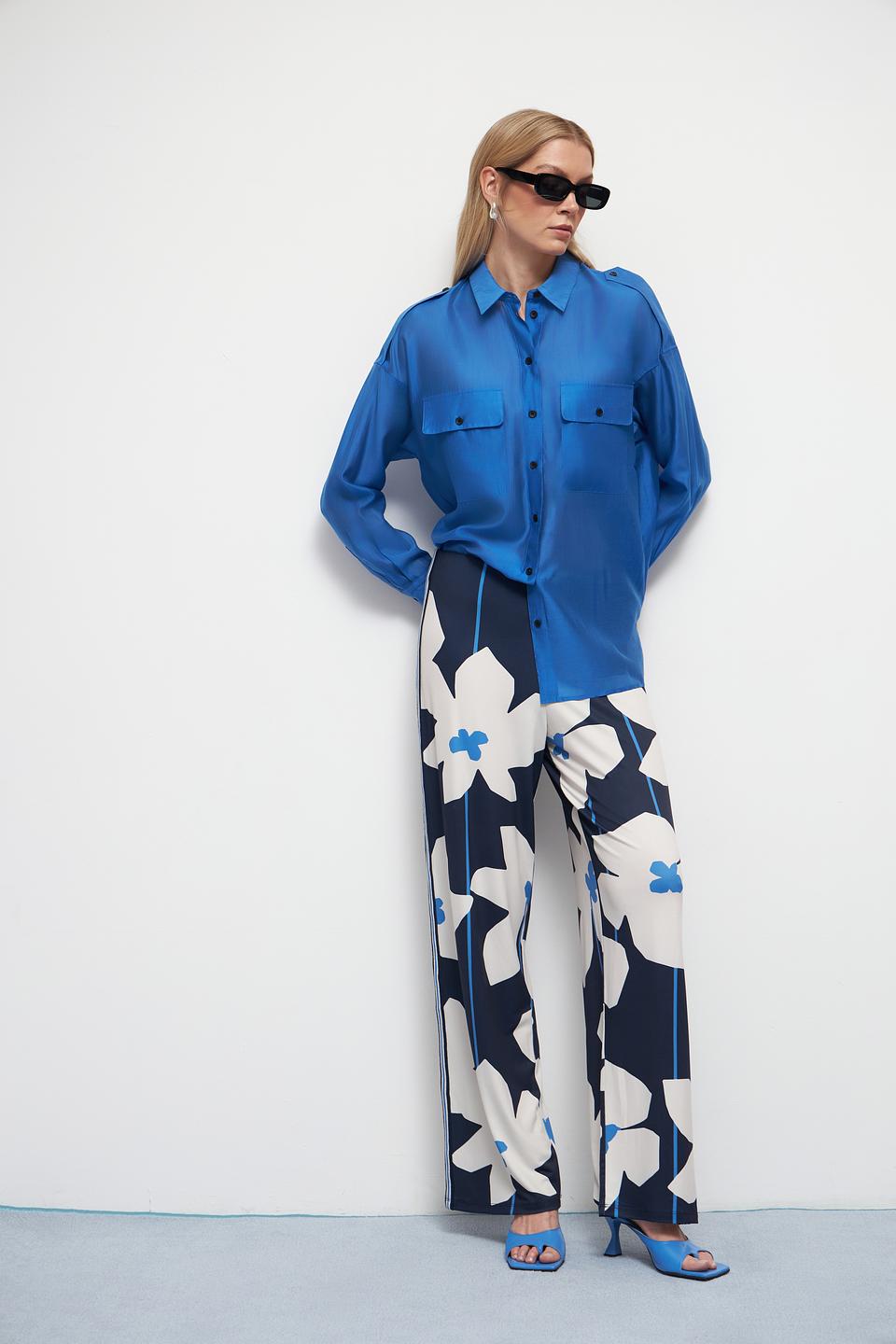 Брюки клёш Oui с цветочным принтом