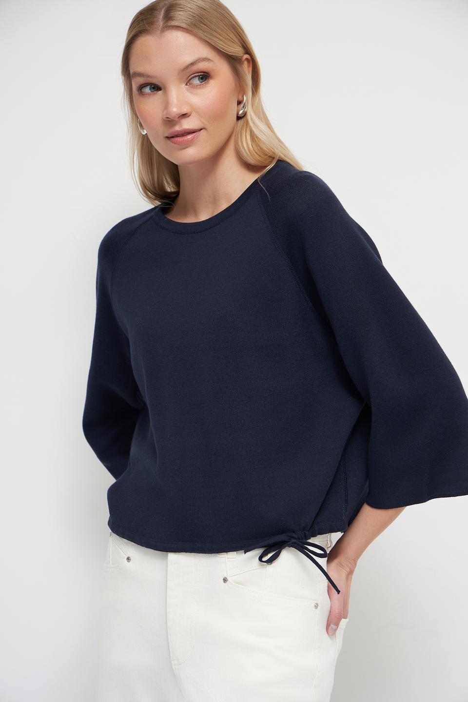 Пуловер Oui с завязками темно-синий