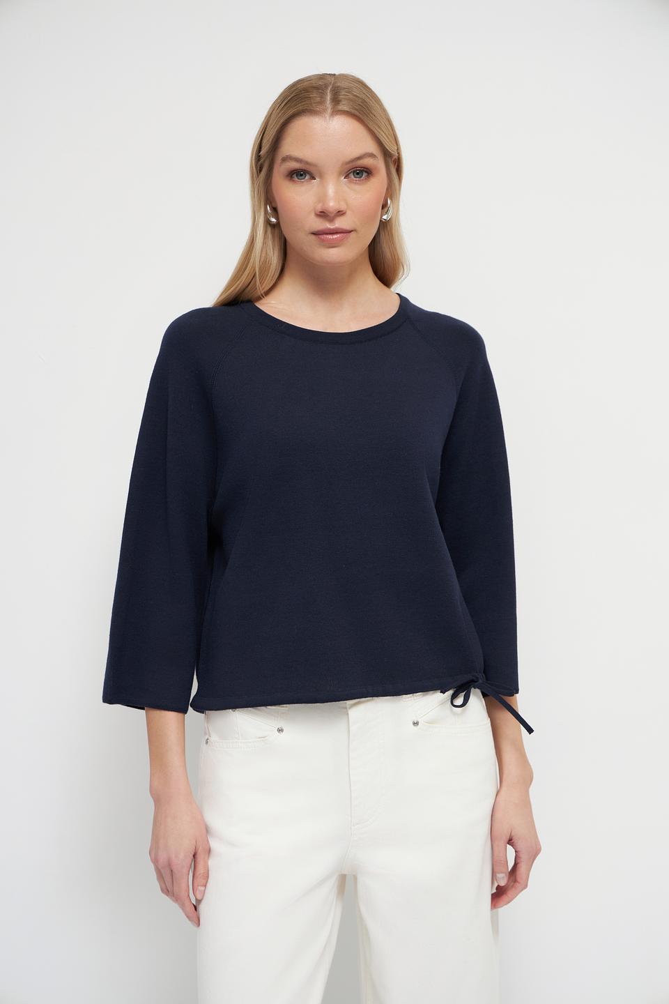 Пуловер Oui с завязками темно-синий