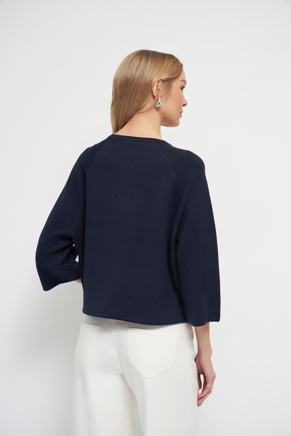 Пуловер Oui с завязками темно-синий