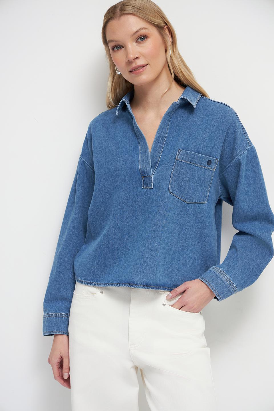 Блуза Oui деним голубой