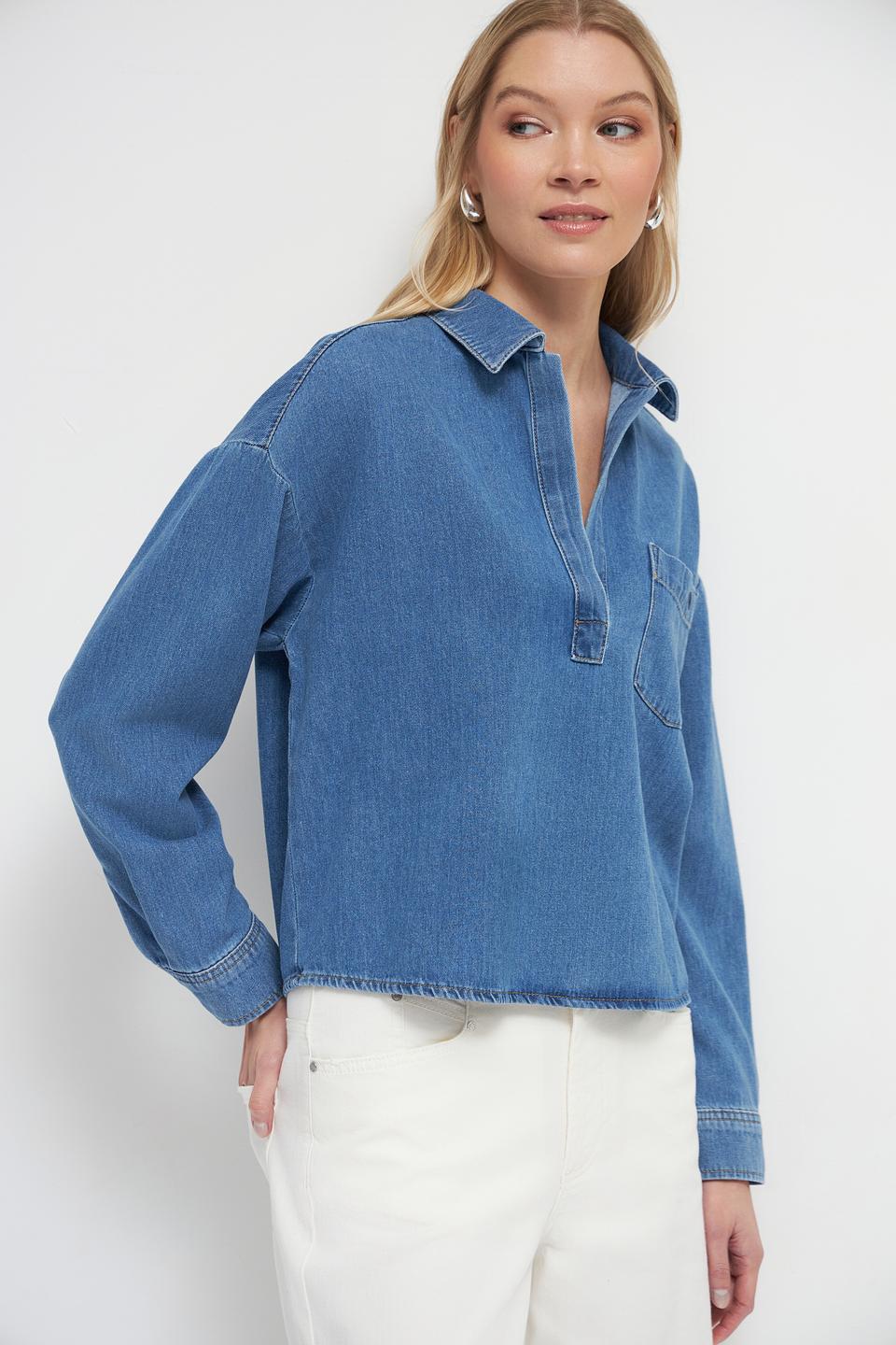 Блуза Oui деним голубой