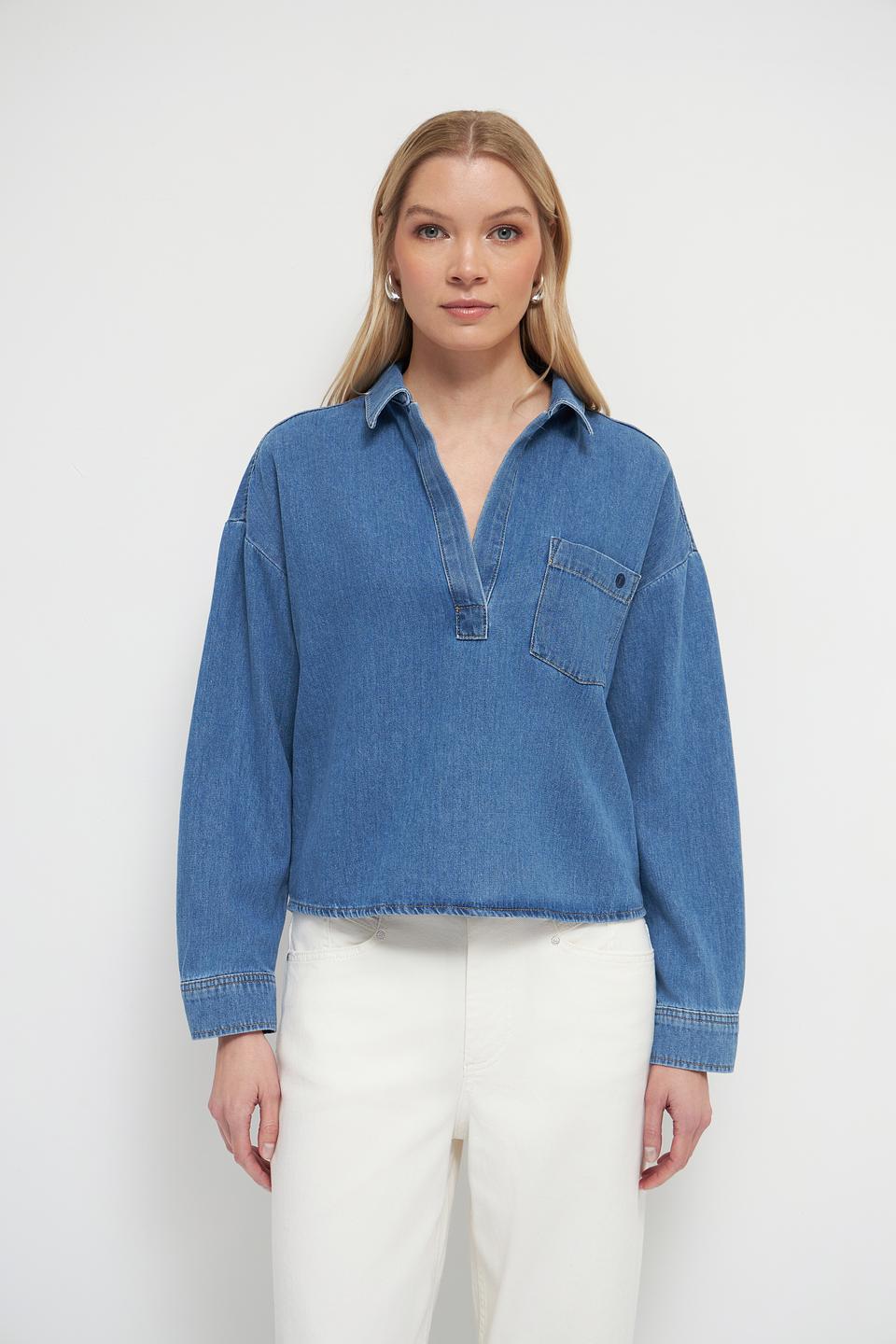 Блуза Oui деним голубой
