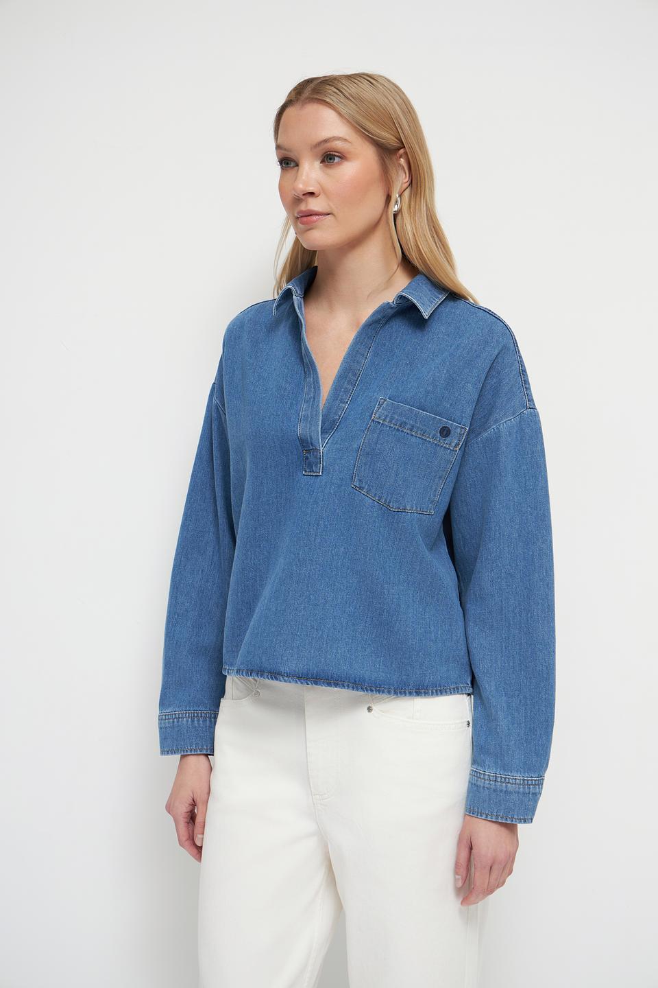 Блуза Oui деним голубой