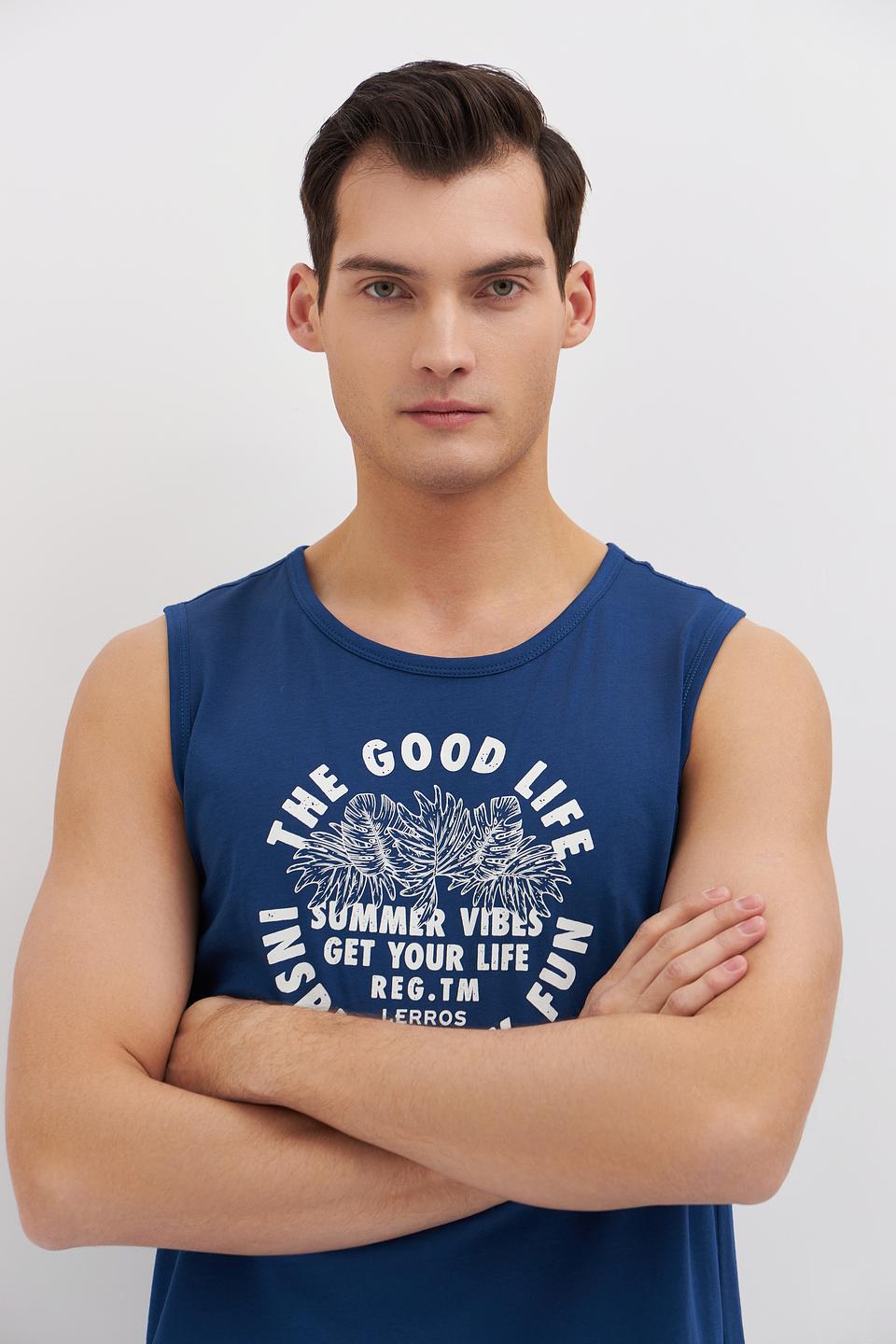 Майка Lerros с принтом синяя