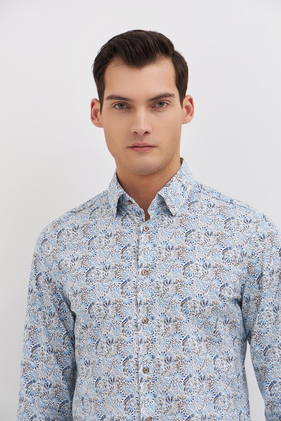 Рубашка Venti с принтом голубой