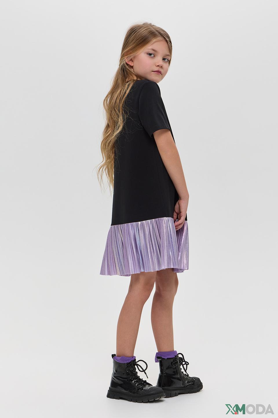 Платье Choupette чёрное с ирисцентной бабочкой и плиссированным подолом