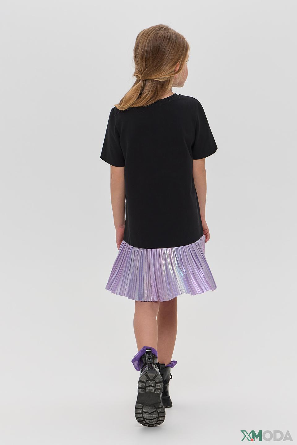 Платье Choupette чёрное с ирисцентной бабочкой и плиссированным подолом