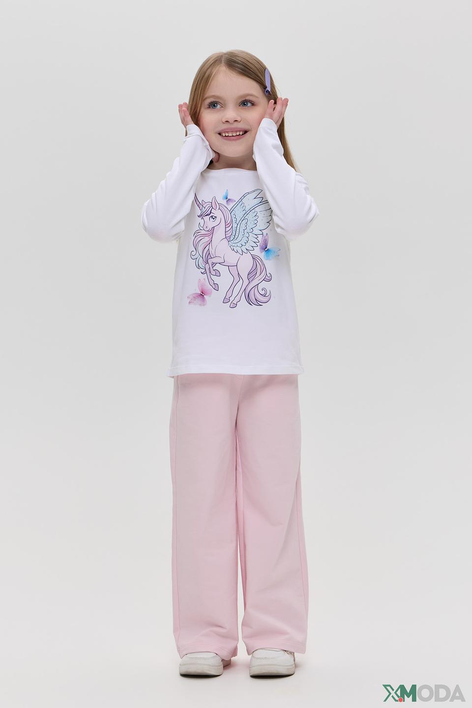 Лонгслив для девочки Choupette, белый с единорогом