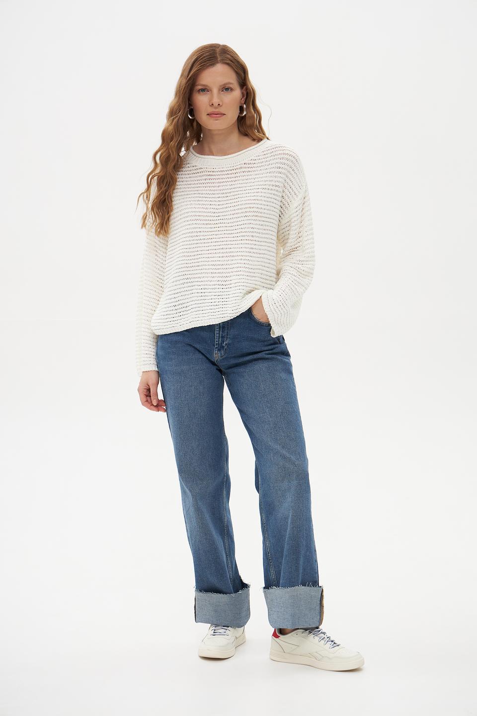 Пуловер Tom Tailor вязаный молочный