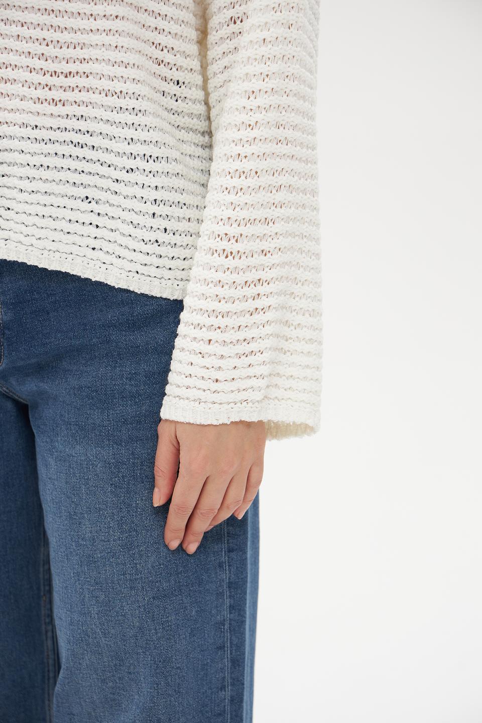 Пуловер Tom Tailor вязаный молочный