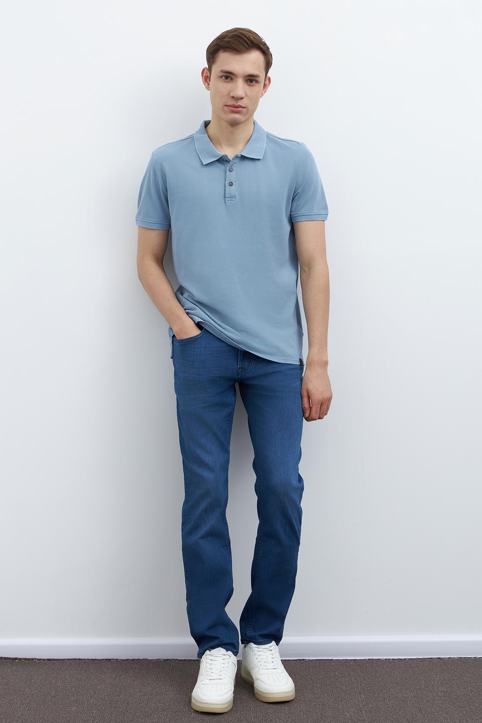 Поло Time Zone голубое