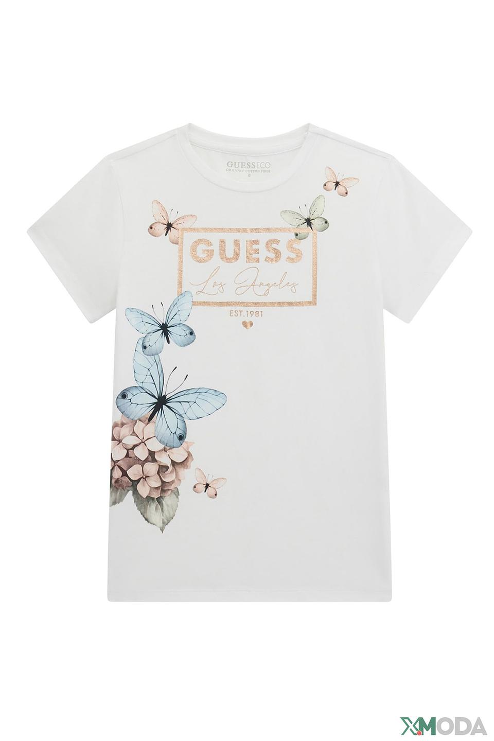 Футболка Guess дев. с бабочками белый