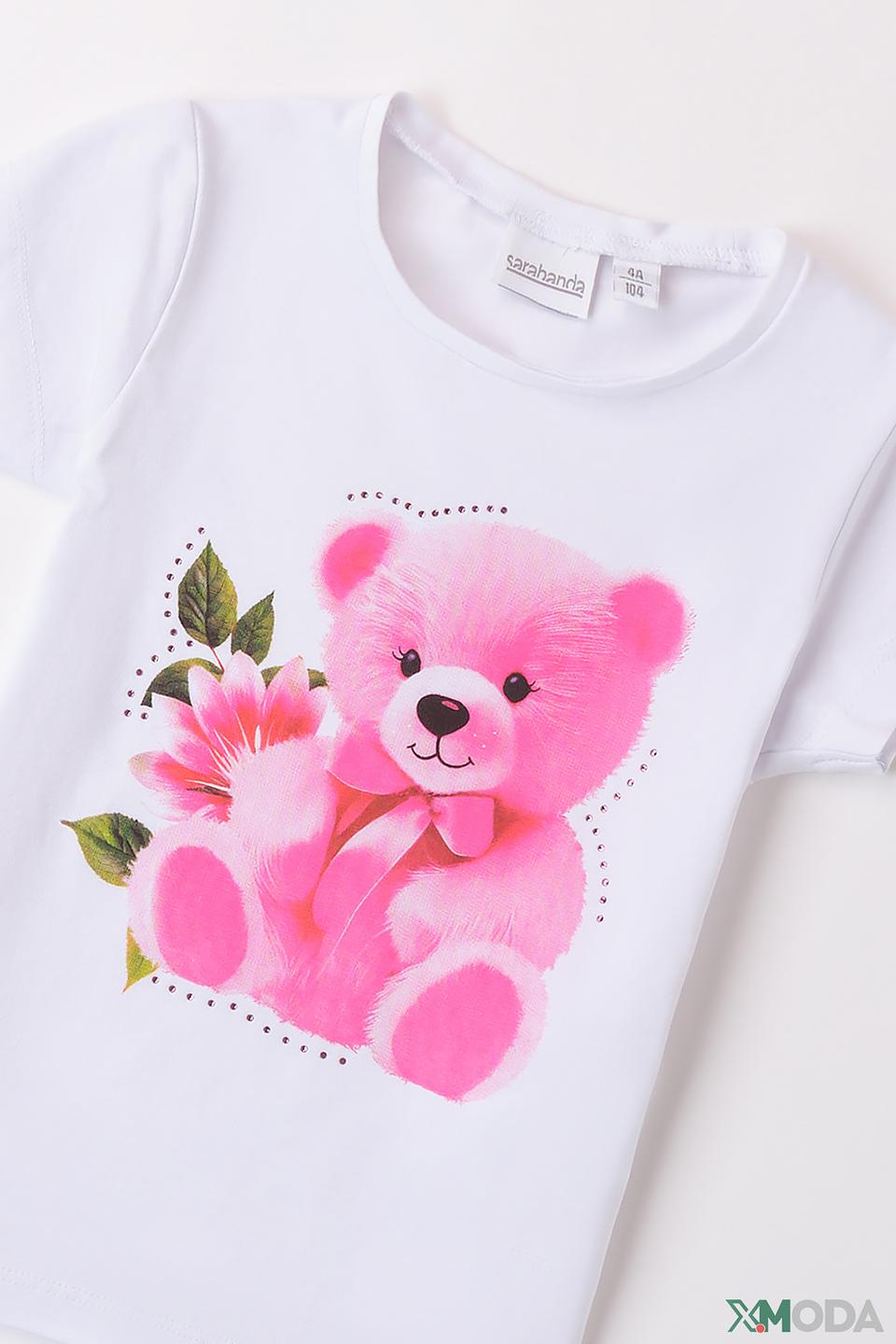Футболка Sarabanda с мишкой розовый