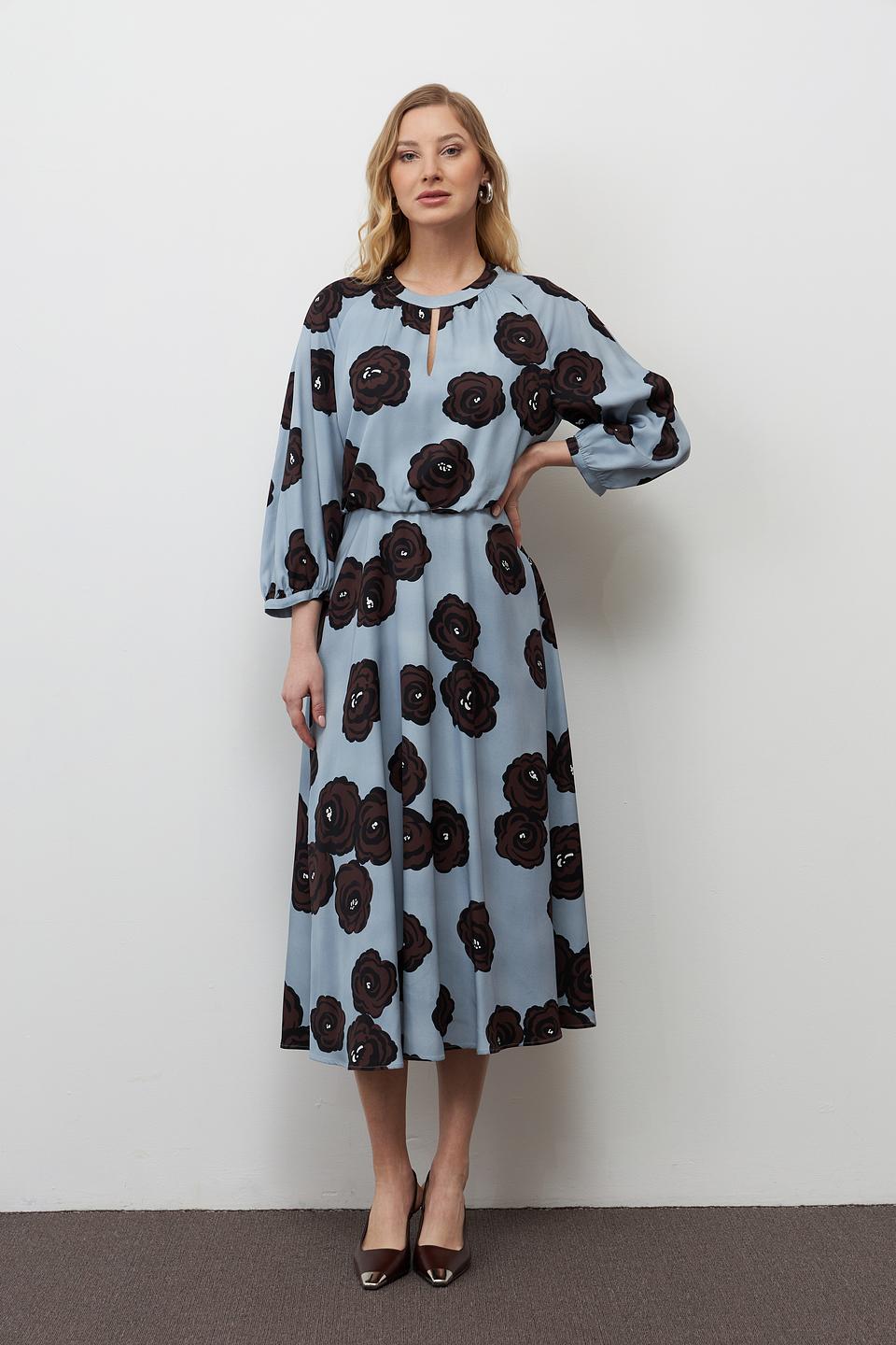 Платье Luisa Cerano с розами голубое