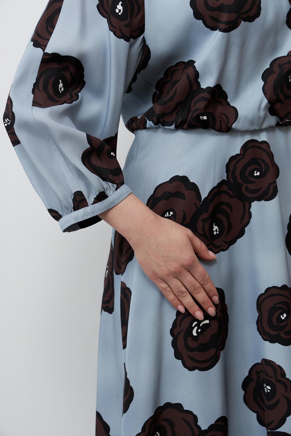 Платье Luisa Cerano с розами голубое