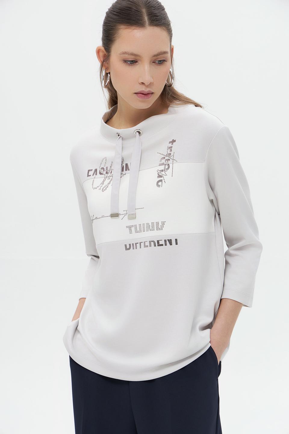 Пуловер Rabe collection с принтом светло-серый