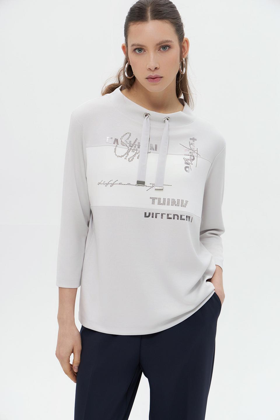 Пуловер Rabe collection с принтом светло-серый