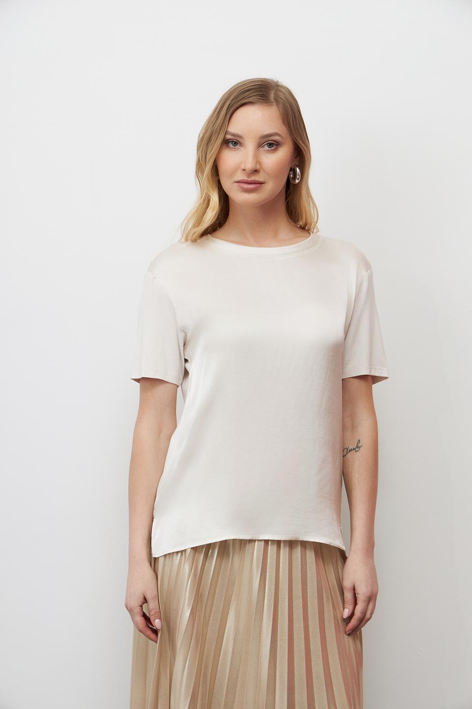 Блуза Lecomte бежевая с коротким рукавом