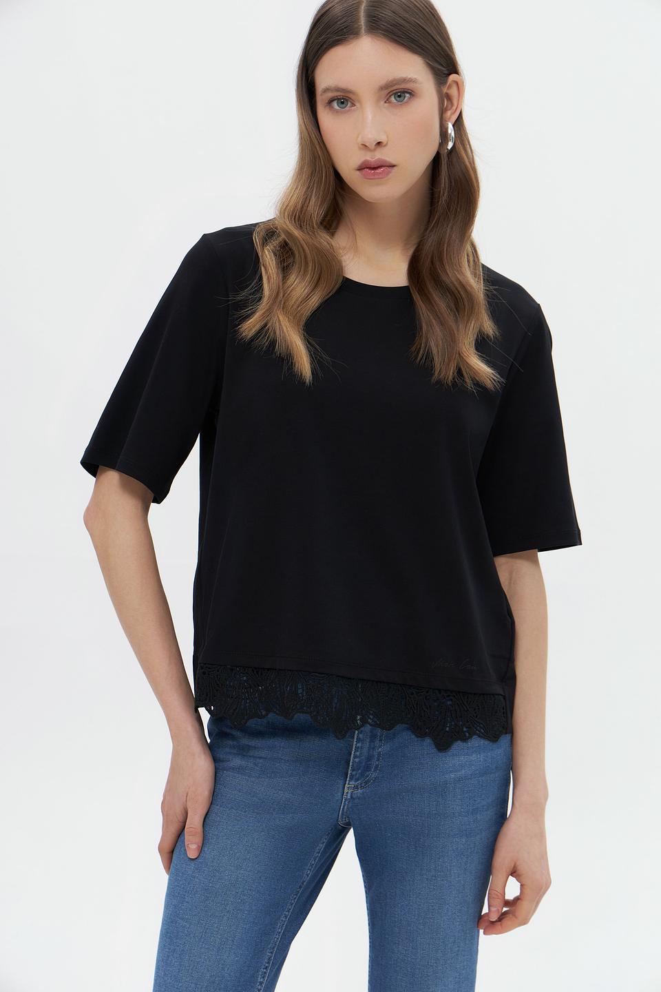 Футболка Marc Cain с кружевом чёрная