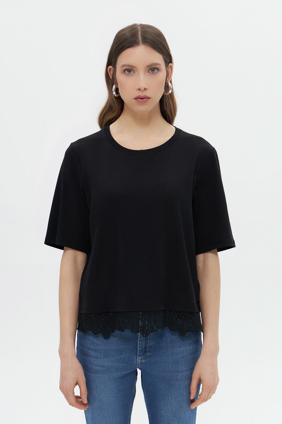 Футболка Marc Cain с кружевом чёрная