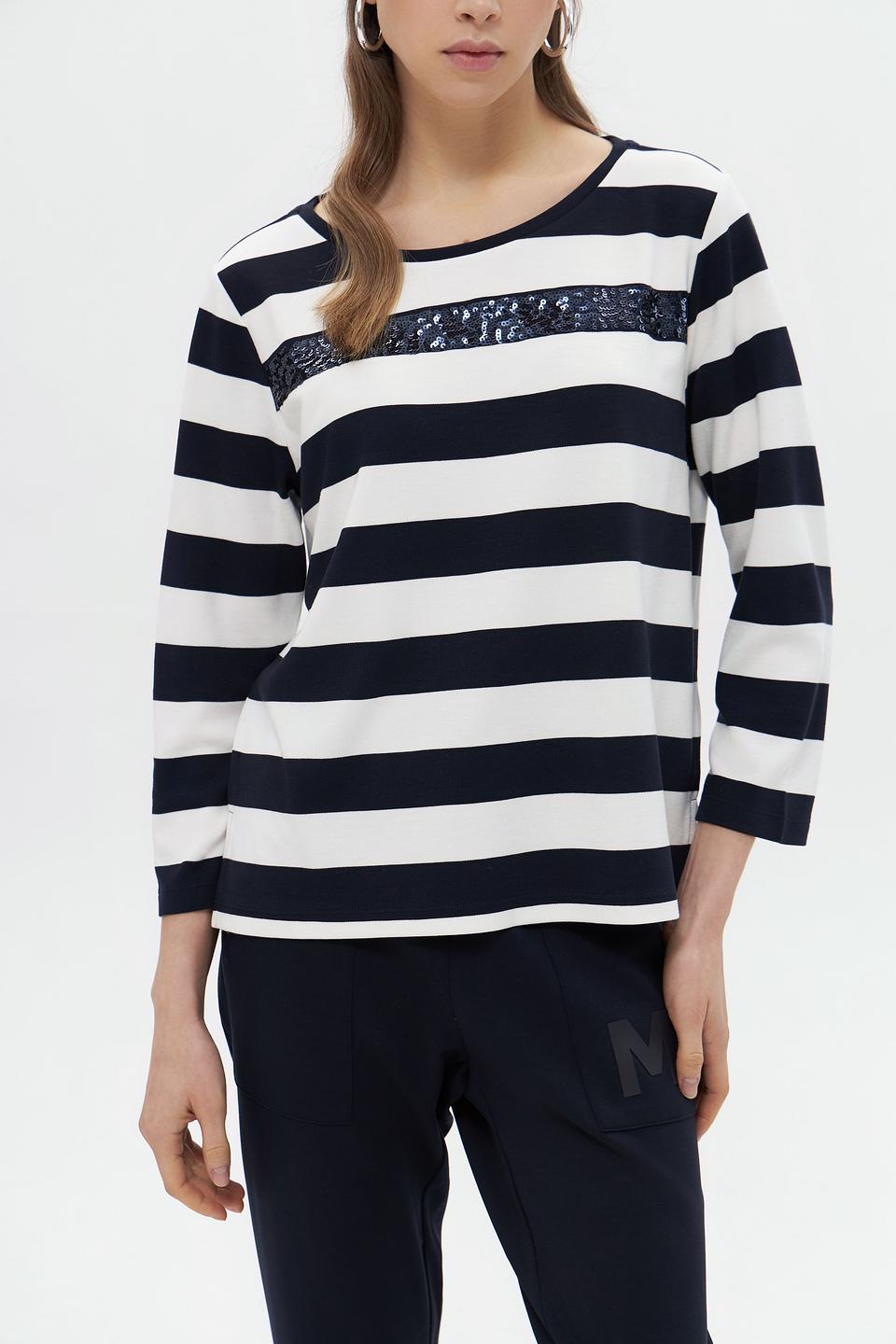 Лонгслив Monari в полоску с пайетками