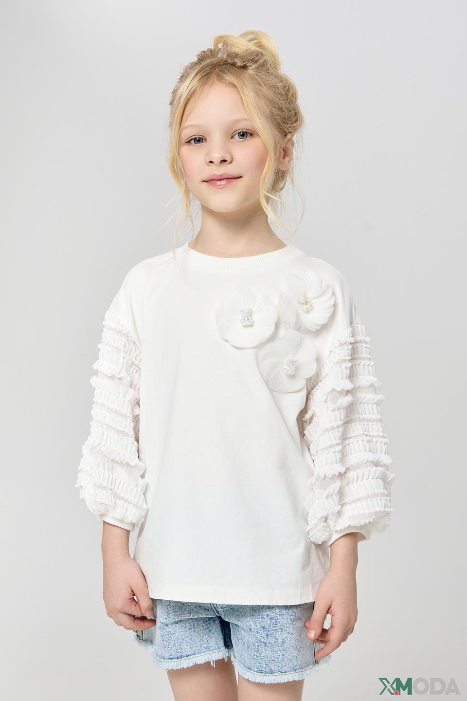 Белая детская футболка Choupette с отделкой на рукавах