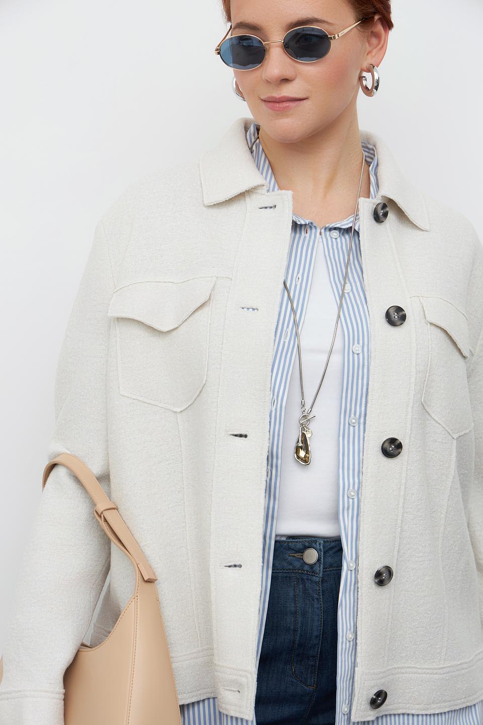 Жакет Lebek приталенный, молочный