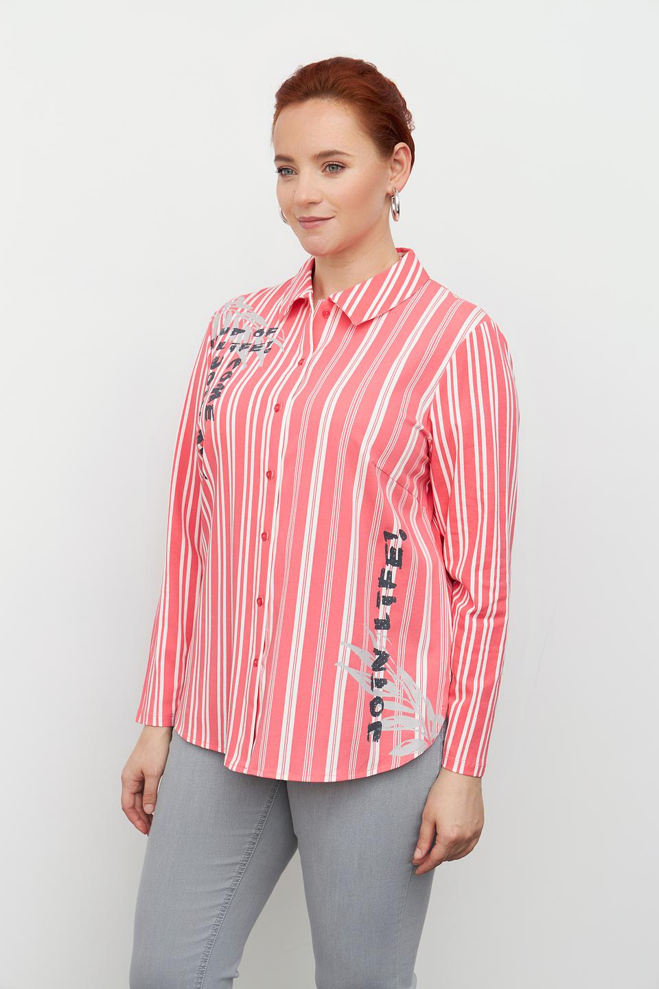 Блуза Lebek в полоску с принтом