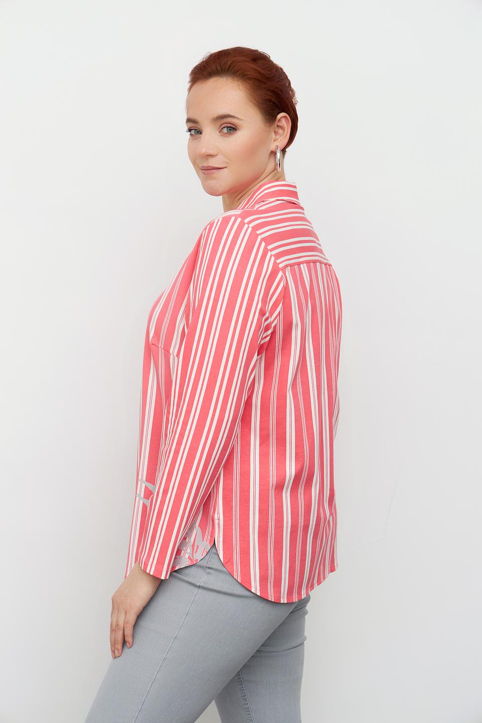 Блуза Lebek в полоску с принтом