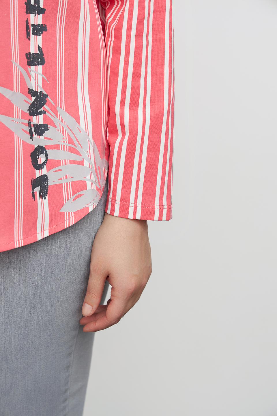 Блуза Lebek в полоску с принтом