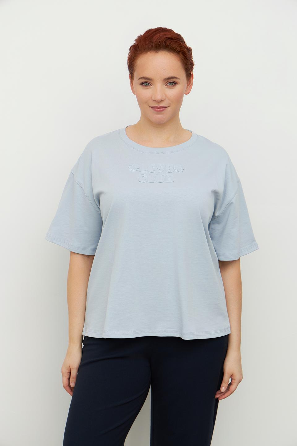Футболка Luisa Cerano голубая с вышивкой