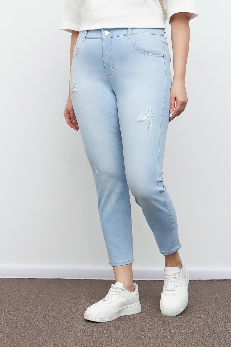 Джинсы с потертостями Rabe collection голубые