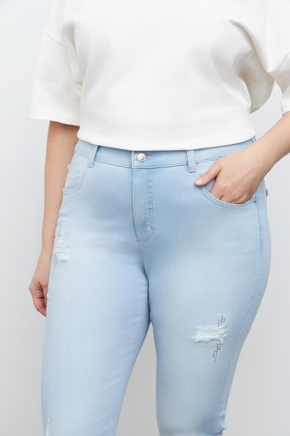 Джинсы с потертостями Rabe collection голубые
