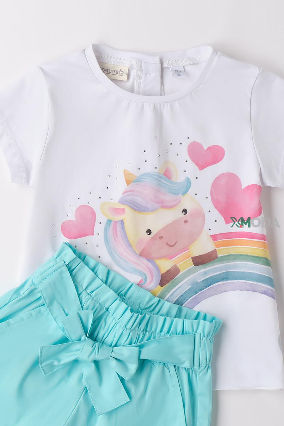 Комплект футболка+шорты Sarabanda единорог белый