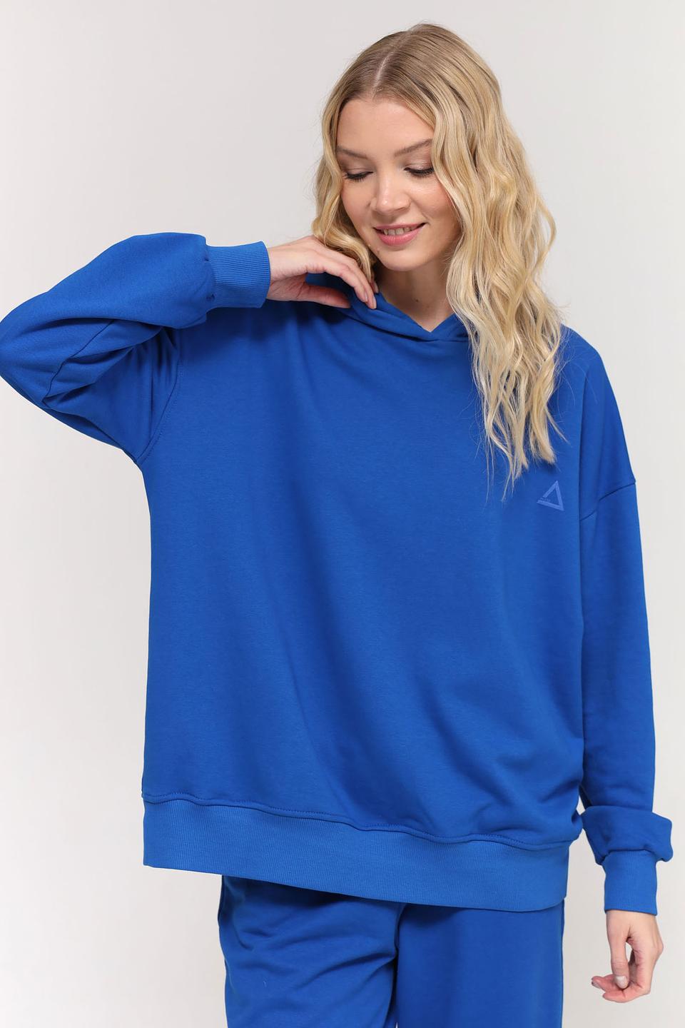 Пуловер Pezzo синий с капюшоном