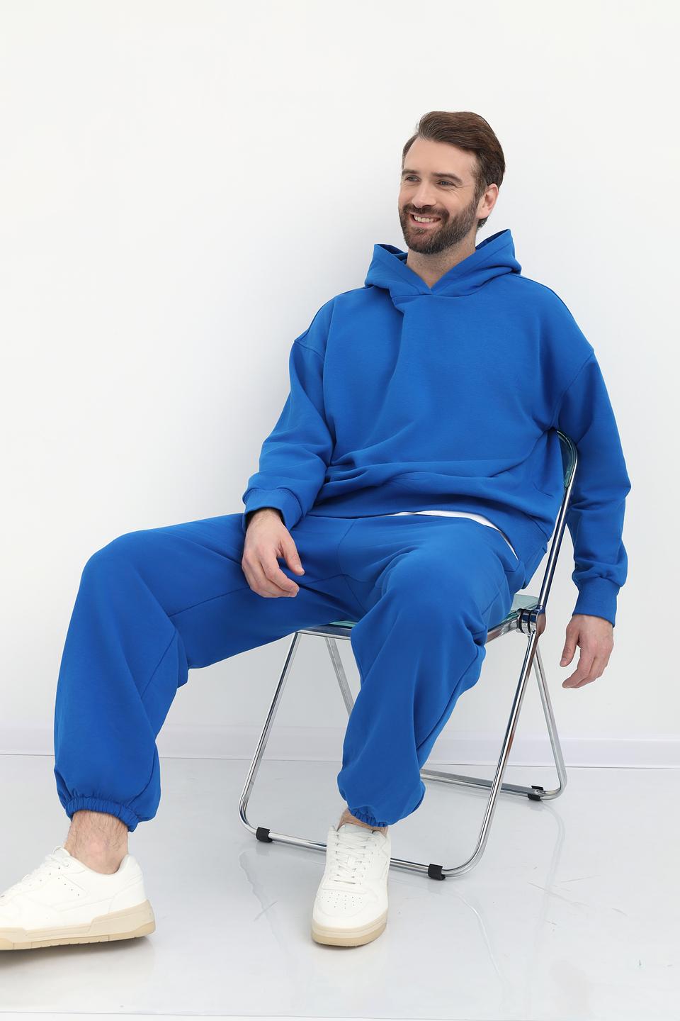 Пуловер Pezzo синий с капюшоном