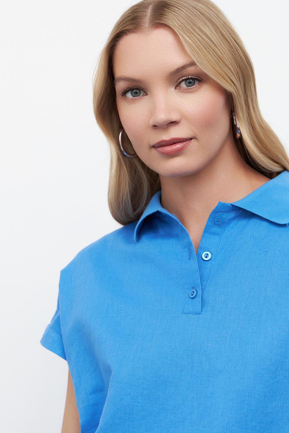 Блуза Pezzo голубая с воротником-поло