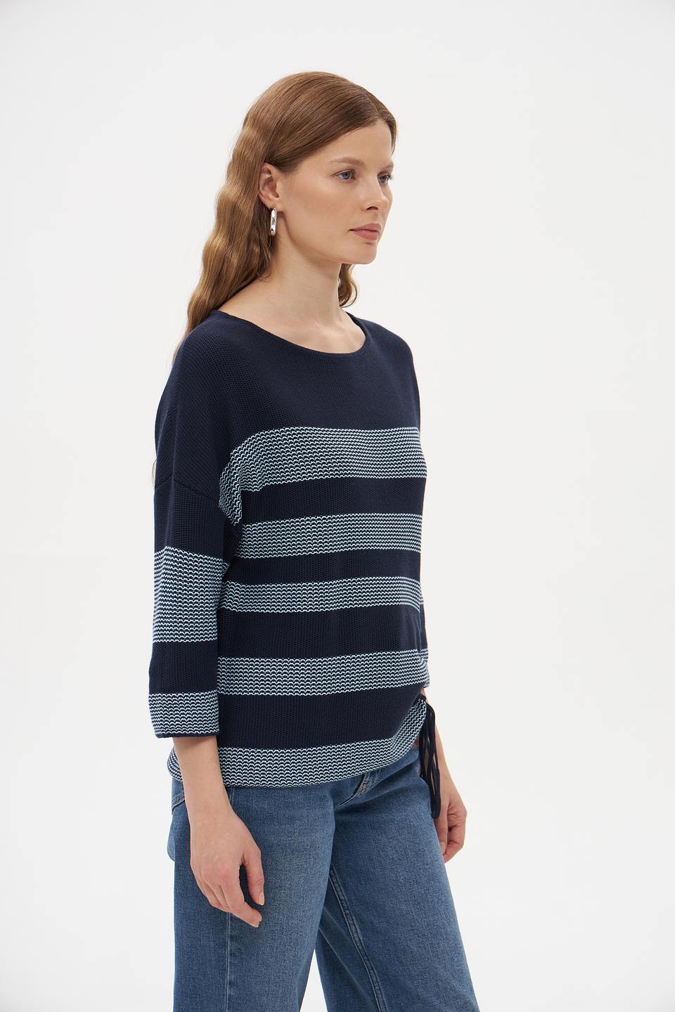 Пуловер Pezzo синий с голубыми полосками и кулиской