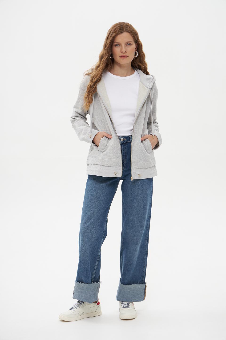 Пуловер Pezzo серый на молнии