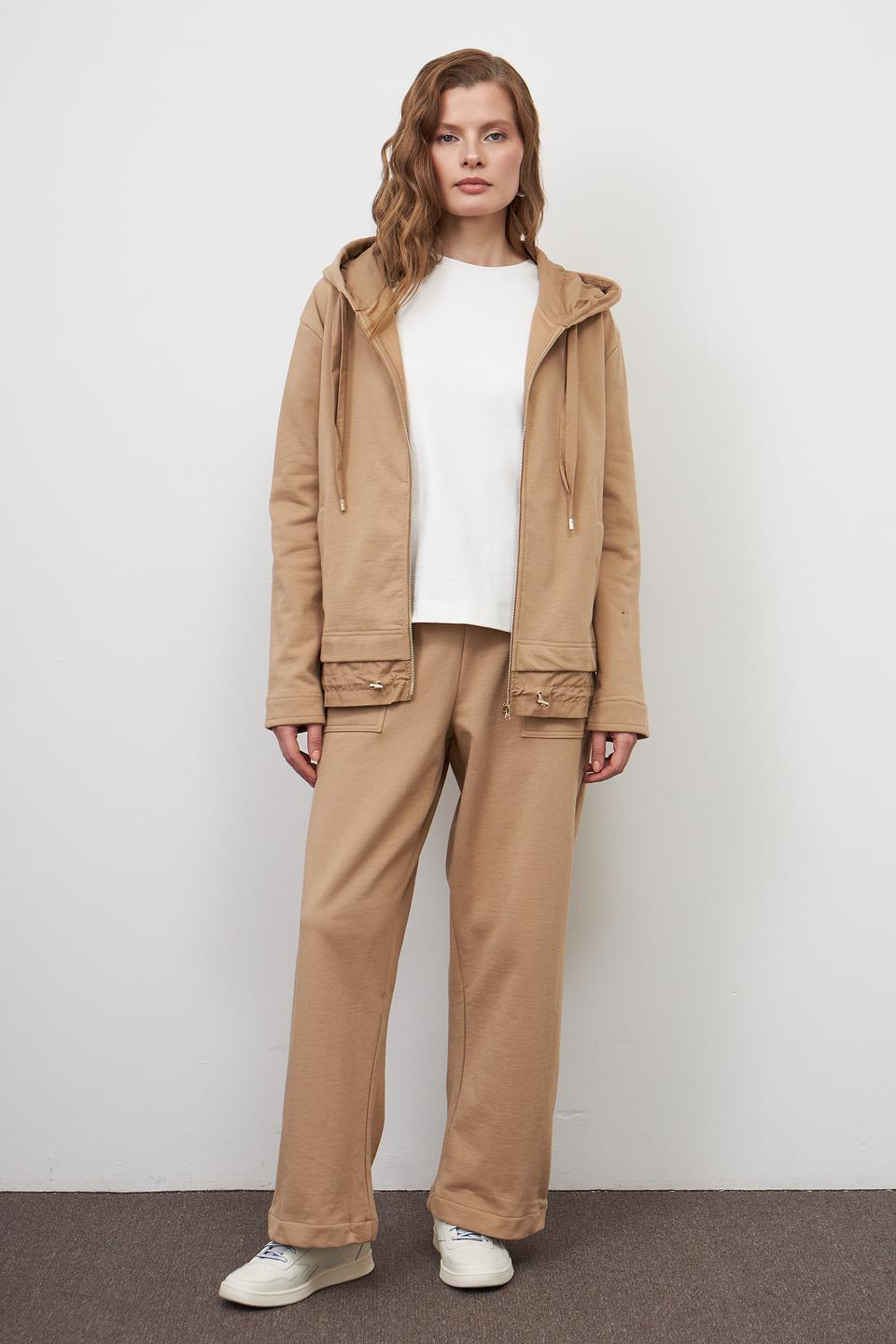 Пуловер Pezzo на молнии бежевый