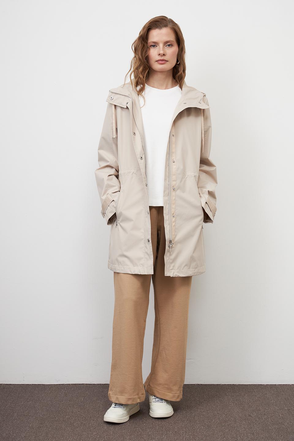Плащ Pezzo бежевый с капюшоном