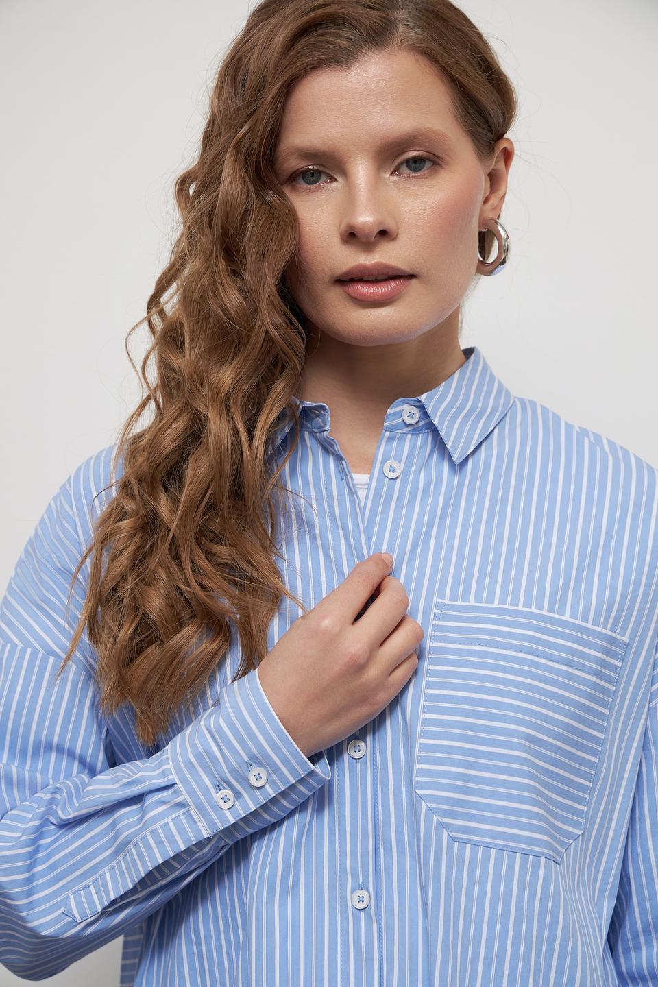 Рубашка Lecomte в полоску голубую