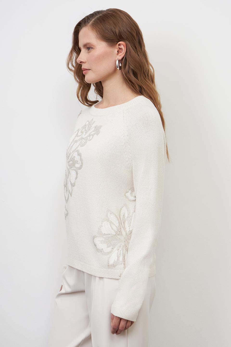 Пуловер Monari с цветами бежевый