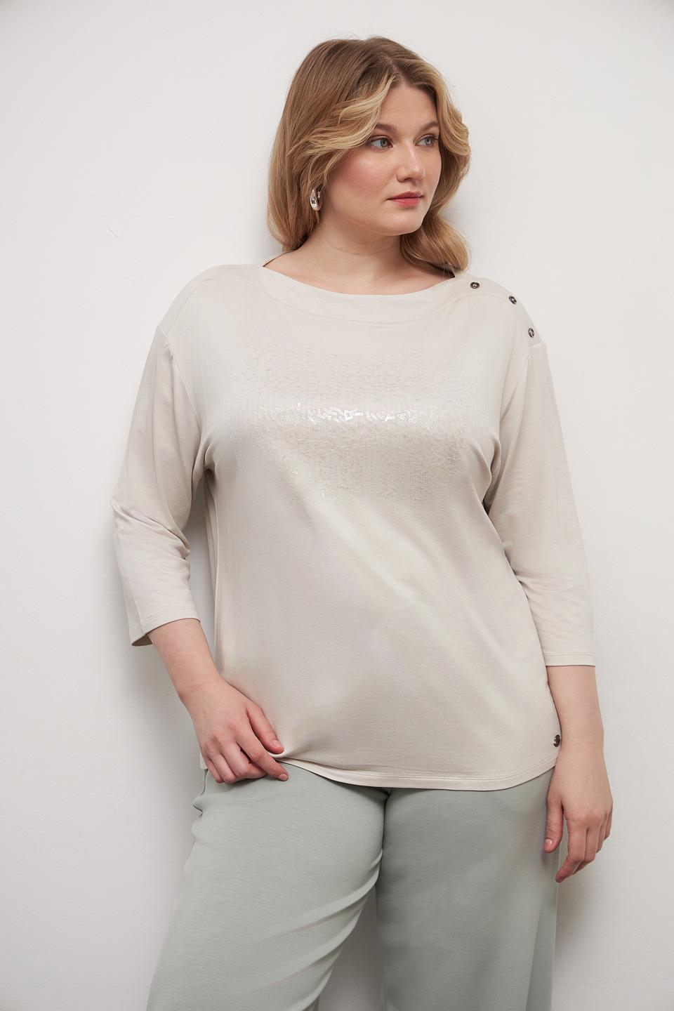 Лонгслив Lebek бежевый с плечами