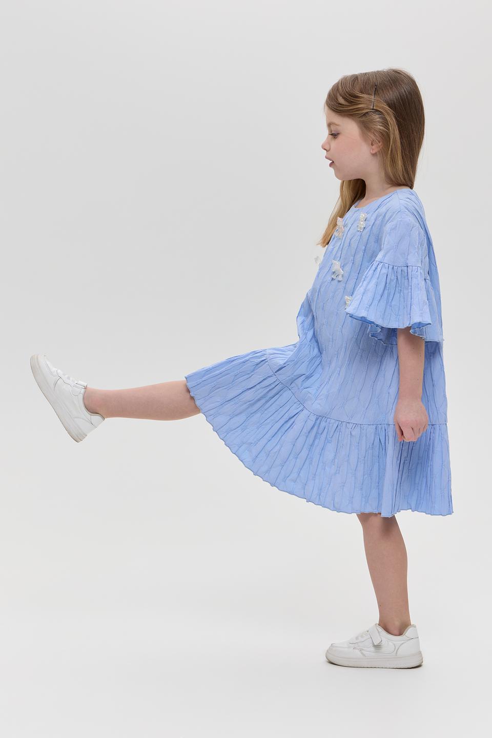 Платье Choupette дев. голубое с вышивкой