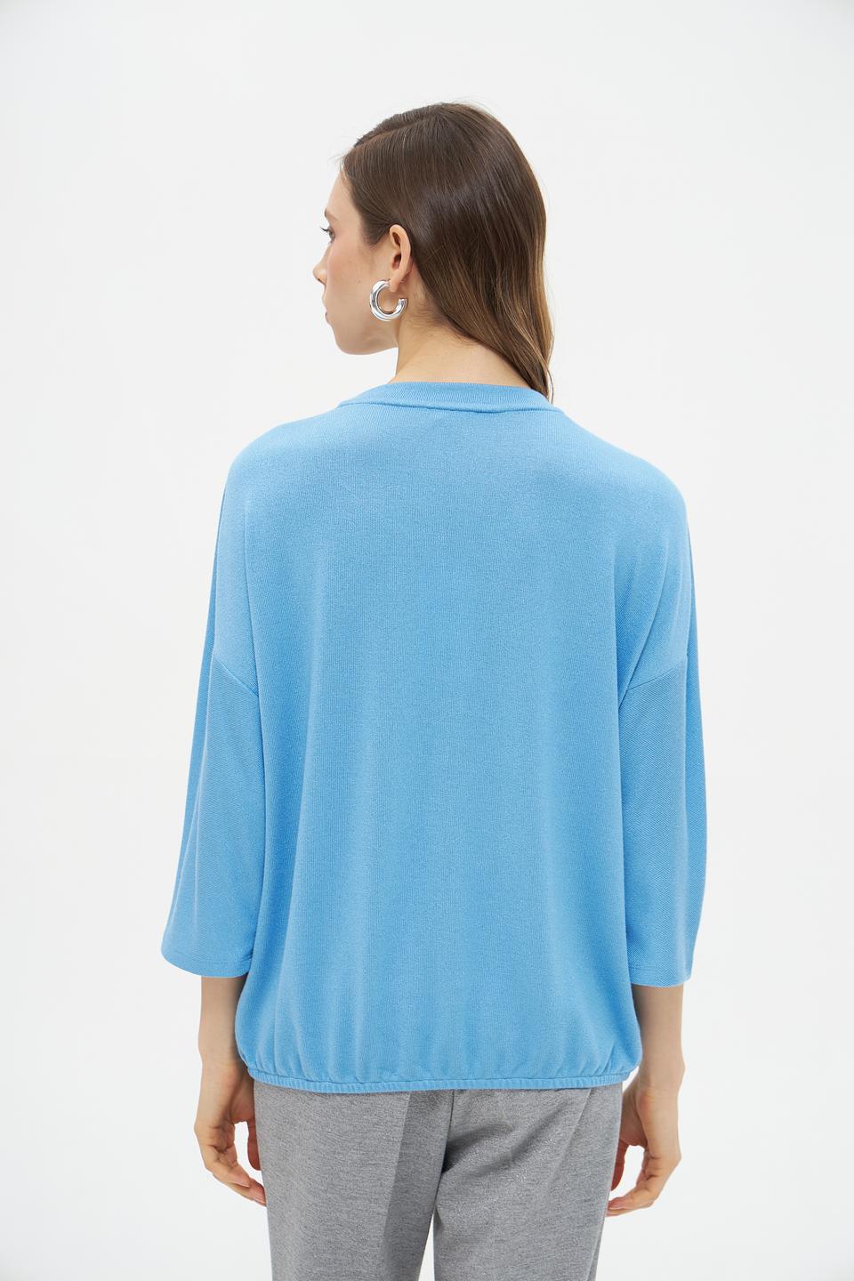 Пуловер Lecomte голубой с рукавом 3/4