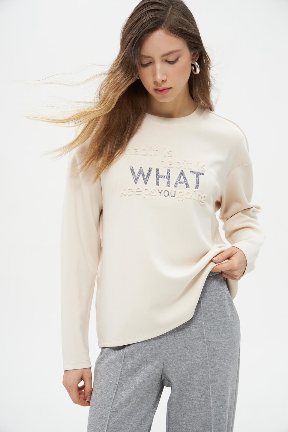 Пуловер Lecomte с принтом бежевый